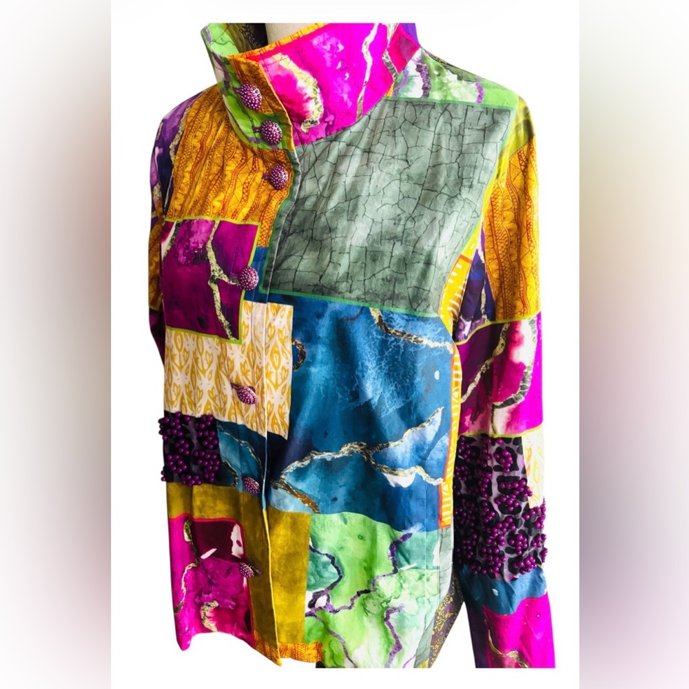 Sassy Jones Nina Safari Patchwork Beaded Blazer - Picture 5 of 5